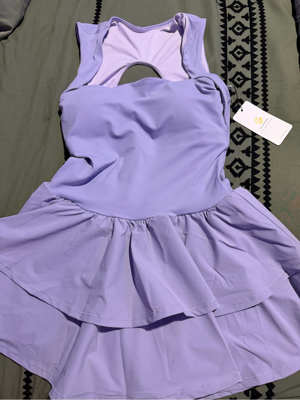 Glowmode Lilac And Black Tiered Ruffle Athletic Dress